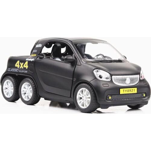 1: 32 Smart Car Model Pickup Alloy Car Model Return Force Car Sound And Light Open Door Boys Birthday Christmas Gift Black