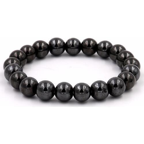 3 Size Choice Elastic Charms Beads Bracelets For Men Hematite Stone Therapy Health Care Magnet Hematite Beads Bracelet Mens