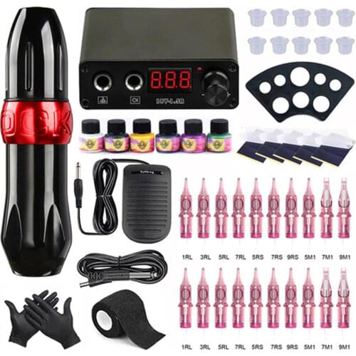 Tattoo Machine Kits Tattoo Power Supply Rotary Pen with Cartridges Needles Permanent Makeup Machine for Tattoo Beginners Artist