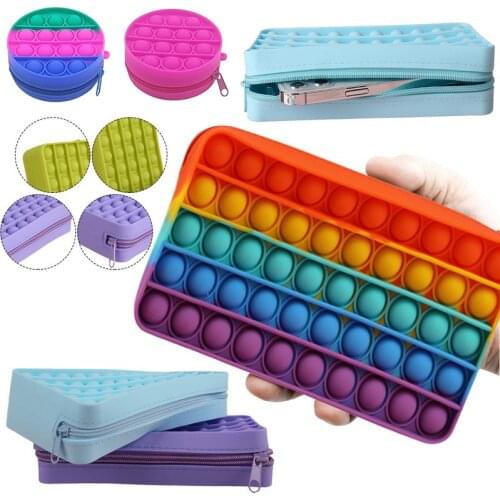 New Pencil Case Pop Its Push up Bubble Fidget Toys Children Stress Relief Squeeze Toy Antistress Soft Squishy Kids Toys Gifts