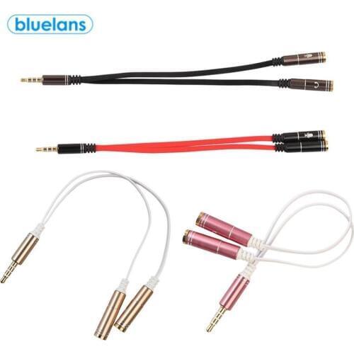 New Microphone TRRS Headphone Splitter 3.5mm Jack 4-Pole Male to Dual Female Headset Adapter Cable for iPhone Android
