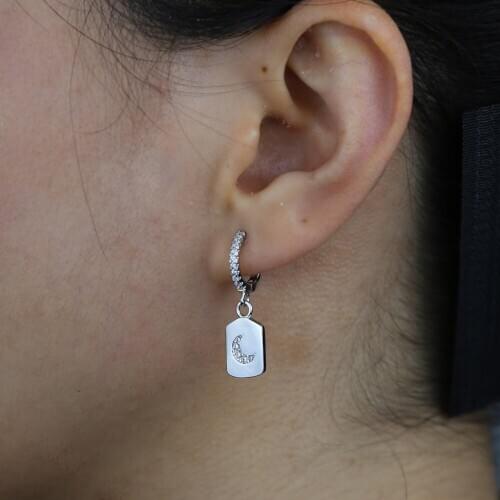 Wholesale Cute Lovely Charm Women Jewelry Geometric Square Moon Tag Drop Dangle Earring