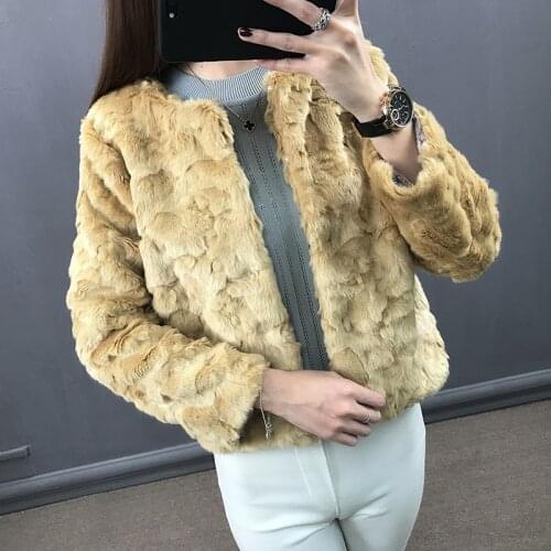 Rex Faux Rabbit Fur Coat Female Jacket Winter Womens Jackets Pink Fur Coats Outerwear Womens Jaqueta Feminina KJ305 s s