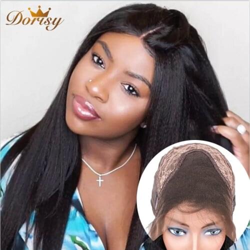 360 Lace Frontal Wig Human Hair Wigs Brazilian Kinky Straight Lace Frontal Wigs Pre Plucked 10-24 Inches Non Remy Hair