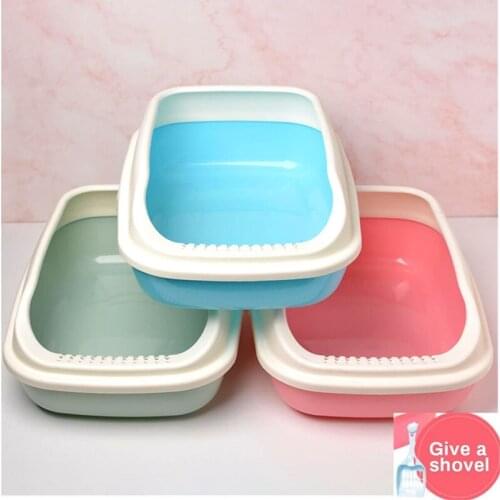 Pet Toilet Bedpan Anti-Splash Cat Litter Box Kitty Tray With Spoon Hooded High Wall Clean Cat House Plastic Sand Box Shovel Home