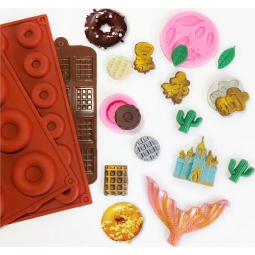 Donuts Biscuits Chocolate Cake Silicone Mold Ice Cubes Soap Cookies Mould Decorating Fondant Molds DIY Jelly Baking Toos