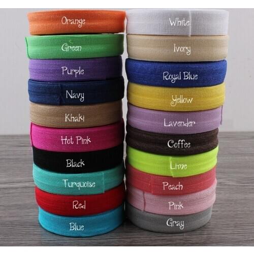 15 yards Shiny Solid Elastic Ribbon, 15mm Light Bread Side Elastic Band For Kids Girls Elastic Headbands Hair Ties Hairbow