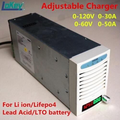 Adjustable Charger 0V to 120V 0A to 50A for Li-ion Lifepo4 LTO lead acid Battery 48V 60V 72V 84V 96V 108.8V 20A 30A 40A charger