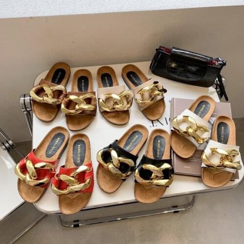 Summer Open Toe Women Slippers Big Chain Large Women Sandals Casual Flat Women Beach Shoes Light Party Women Dress Shoes 41 42