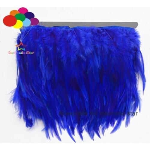 Top 1/10meter sapphire Rooster Tail Feathers 8-12cm wide cock Cloth Sideband for Clothing Wedding Party trims DIY Scarf