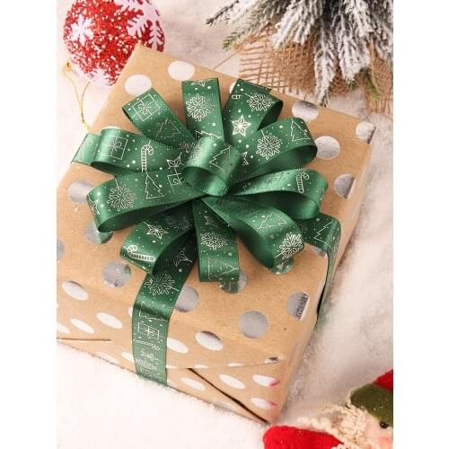 Merry Christmas Snowflake Deer Colourful Silk Ribbon DIY For Gift Cake Bake Wrapping Hand Made Craft Supply Bow Lace