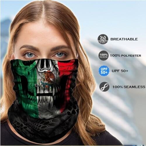 Army Camo Balaclava Scarf Headband Buff Neck Warmer Plaid Headscarf Camouflage Bandana Shemagh Mask USA Mexico Spain Sugar Skull