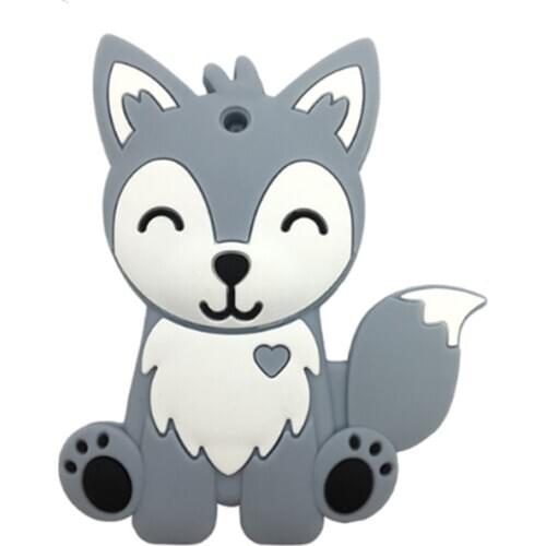 Husky Shaped Silicone Teether BPA Free Necklace Present Bijtring Pacifier Clips Soother Chain Baby Mordedor De Silicone