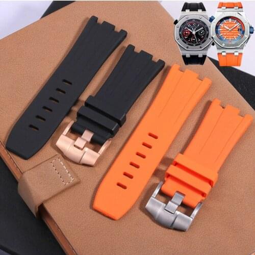 28mm Black blue 15703 nature Rubber silicone Watchband Men Watch Strap Band For AP Watch Audemars And Piguet belt logo tools