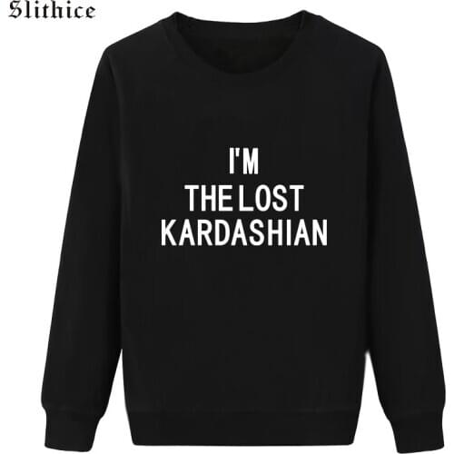 Slithice I'M THE LOST KARDASHIAN Letter Print Sweatshirts Long Sleeve Black Casual Women Clothes Autumn Pullovers Sweatshirt