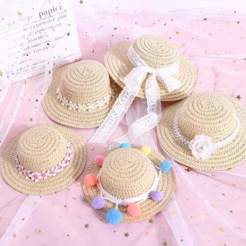 Cat Accessories Flower Straw Hat Dog Rabbit Pet Hat Spring Summer Sunhat Cute Woven Straw Hat Costume Accessory