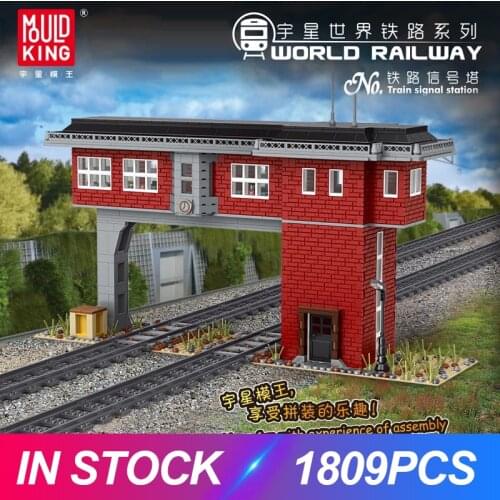 MOULD KING 12009 Building Blocks The MOC Railway Signal Tower Set Train Station Model Bricks Kids Educational Toys Gifts