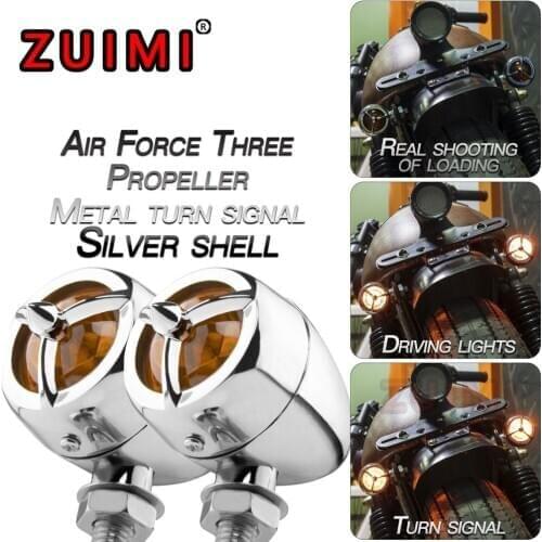 2PCS LED motorcycle turn signal light propeller-shaped air force No. 3 signal light IP68 metal motorcycle flashing light