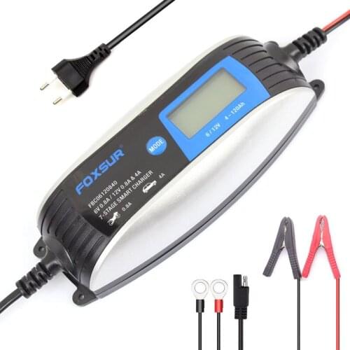 1pc 6v 12v Scooter Motorcycle Car Smart Battery Charger with Quick Connector, Wet Multipurpose Battery Charger