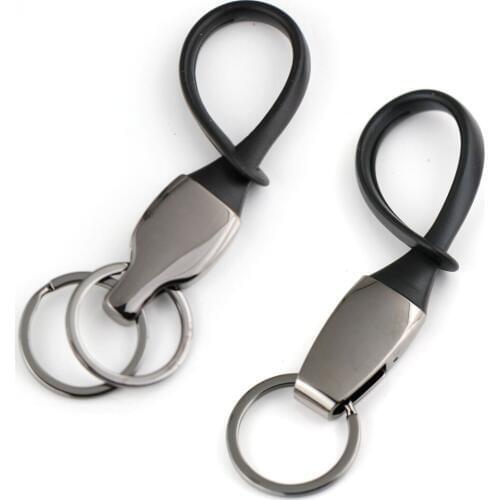 Hanging on Waist Belt Rubber Rope Strap Detachable Ring Keyring Keychain Key Chain Ring Key Fob Keyfob