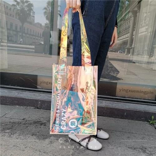 Hot sale OEM TPU waterproof laser transparent PVC Holographic makeup custom cosmetic bags 100Pcs/Lot