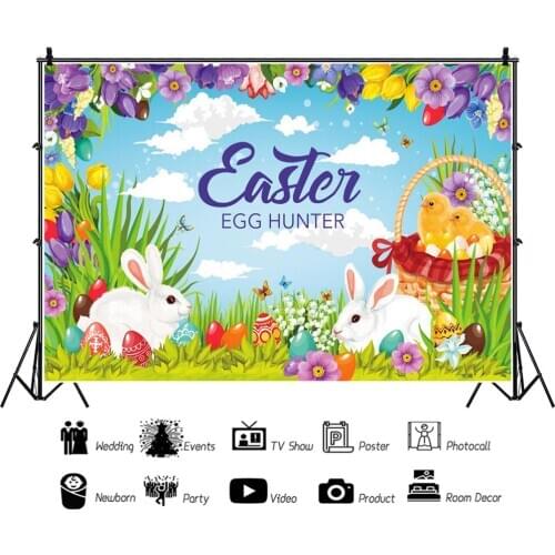 Yeele Easter Eggs Chick Rabbit Wooden Board Floor Scene Baby Photography Backgrounds Photographic Backdrops For Photo Studio