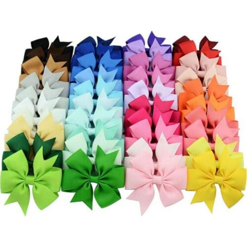 3 Inches Grosgrain Ribbon Solid Hair Bows With Clip For Cute Girl Hair Clips Boutique Hairpins Headwear Kids Hair Accessories