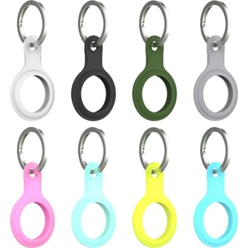 Liquid Silicone Protective Case Cover For Apple Airtags Sweatproof TPU Case Protector Anti-lost Device Keychain Free Shipping