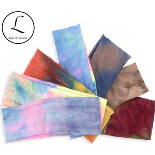 Women colorful tie dye cotton headbands summer soft Print thin elastic hairbands for women ladies hair Accessories Dropshipping