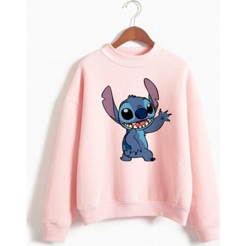 Women Print Clothe Autumn Sweatshirt Korean Style The Black Friday New Funny Harajuku Kawaii Stitch Graphic Hoodies