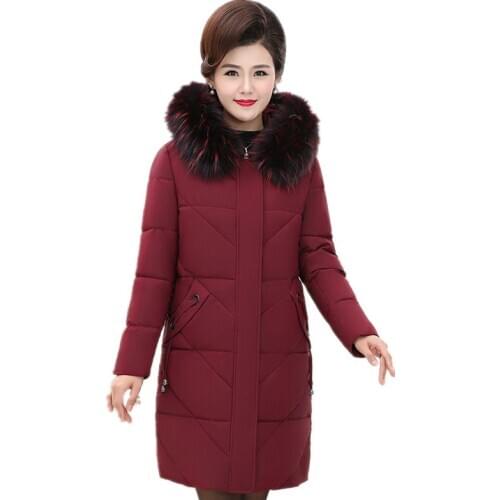2019 Plus size 5XL Winter Parkas Women Thicken Down cotton Coats Hooded Outerwear Middle aged Female Cotton-padded Jackets G229