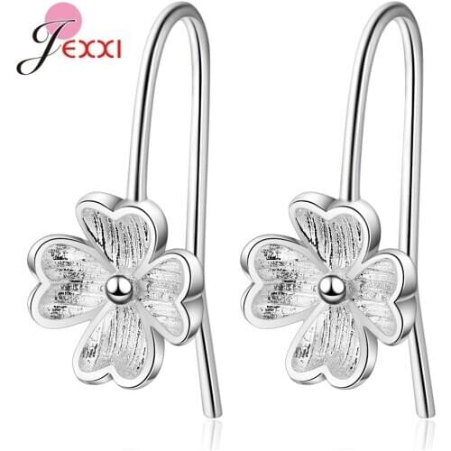 Simple Love Heart Shape Leaf Earring Pure 925 Sterling Silver Lucky Clover Original Design Women Female Pendientes Jewelry