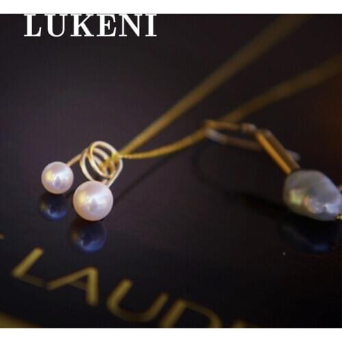 Nearround Double Pearl Necklace Pendant Necklace for Women Gold Color Chain Necklace PENDANT in Bohemian Modern Fashion Jewelry