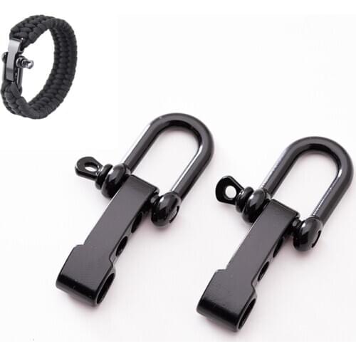 100Pcs Black Adjustable U Anchor Shackle Screw Pin Paracord Bracelet Buckle Paracord Accessories Outdoor Survival Rope Fittings