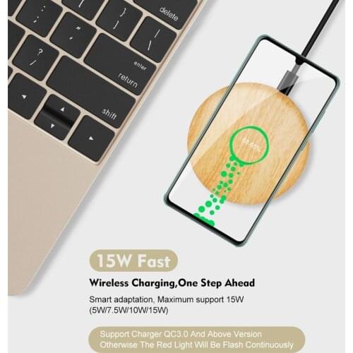 15W Wood Qi Wireless Charging Pad for iPhone 12 12Pro MAX X XS 11 11Pro 8 7 for Samsung Huawei Xiaomi Mix 9 Charging Pads