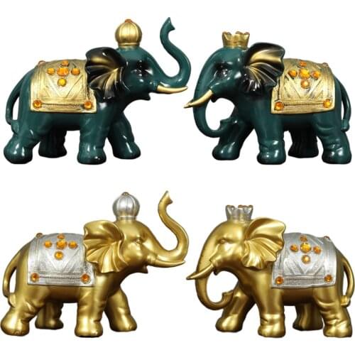 2 Pieces Nordic Couple Elephant Statue Shelf Wine Cabinet Elephants Lover Sculpture Shelf Tabletop Bookcase Figurine Ornament