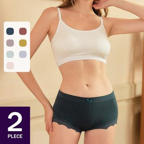 2 Pcs Sexy Laces Seamless Underwear Women Plus Size Lace Panties Big Large Mid Waist Brief Large High Lingerie Comfortable