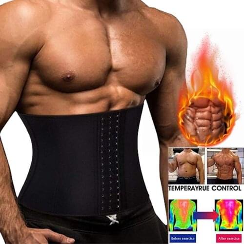 2021 Men Shapewear Waist Trainer Body Shaper Modeling Belt Fat Waist Trainers Strap with 3 Hooks Shapewear Cincher Girdle Corset