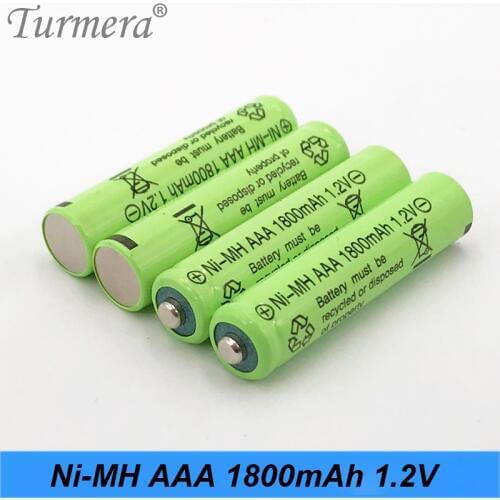 Turmera 4PCS AAA battery 1800mAh Rechargeable battery NI-MH 1.2 V AAA battery for Clocks, mice, camera,computers, toys use jan31
