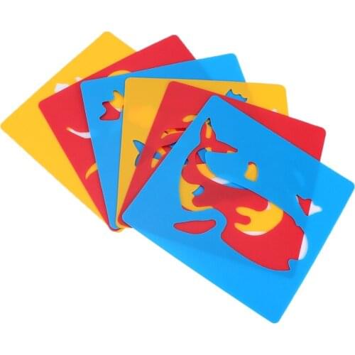 6Pcs Hollow-out Animal Pattern Drawing Board Creative Painting Template Chic Kids Drawing Stencils Reusable Painting Moulds
