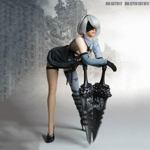 In Stock 1/6 Sexy Female Figure Accessory SET017 Nil Mechanical Era Robot Ulha AUTOMATA2B Clothing Sets YoRHa No. 2 With Head