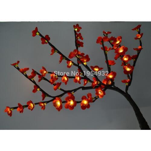 Free Shipping 20" Height 60Led Blossom plum light Tree with Nature Trunk Treatment + Resin Base+IP 20 Adaptor +3*AA Battery Box