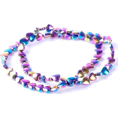 7colors 6/8/10/12mm Natural Stone Bright Hematite Beads Heart shape beads for DIY Necklace Bracelet Jewelry Making Accessories