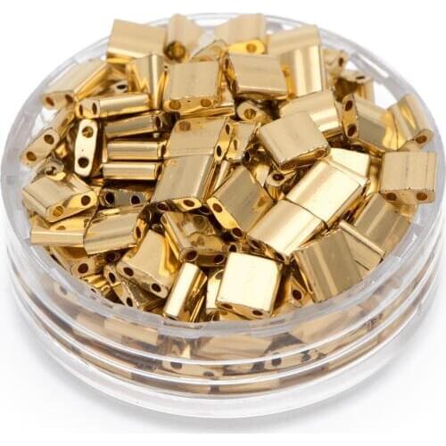 Miyuki Tila Beads 5*5mm,Gold tila, Gold Miyuki beads, 2 hole bead, flat square bead, TL-191 24kt gold tone (RM46-1)