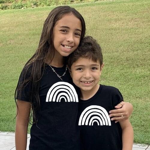 Rainbow Print Kids tshirt Boy Girl t shirt For Children Toddler Clothes Funny Tumblr Top Tees baby short sleeve shirts