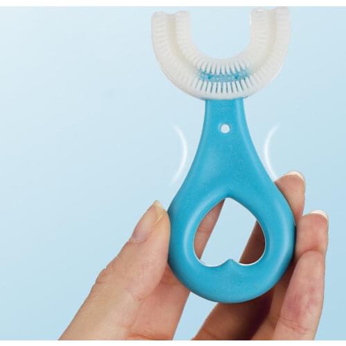 Kids U-Shaped Toothbrush, Manual Training Tooth Brush Food Grade Soft Silicone Brush Head, 360 Oral Teeth Cleaning for Toddlers