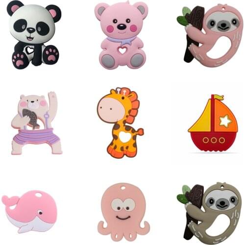 BPA Free Baby Teething Toys Newborn Accessories Bebe Silicone Teether Lovely Sloth Newborn Smoothing Molar Toy Silicone Pendants