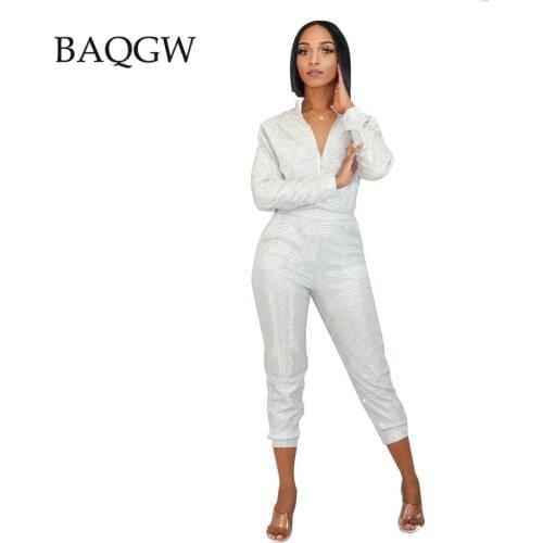 Womens Tracksuit Set Two Pieces Sets Sequined Long Sleeve Female Sweatshirt Suit Drawstring Long Pants Ladies Party Glitter Set