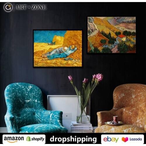 ART ZONE Van Gogh Rural Pastoral Landscape Abstorcat Oil Painting prints Wall Art Canvas posters Artwork Bedroom Home Decor