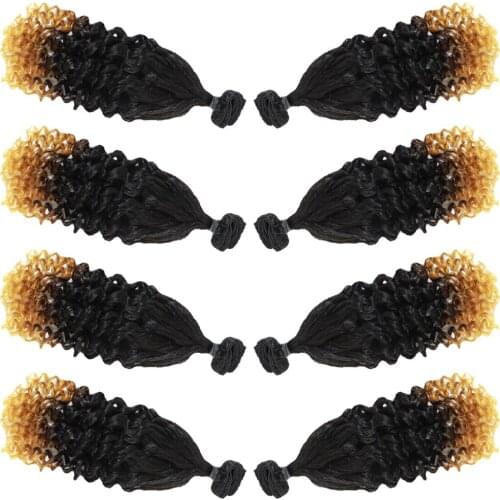Kinky Jerry Synthetic Hair For Black Women Synthetic Hair Wefts Jerry Curly Bundles Ombre Color Bundles 240g All In One Pack T27
